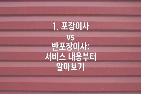 1. 포장이사 vs 반포장이사: 서비스 내용부터 알아보기