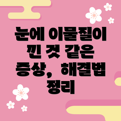 눈에 이물질이 낀 것 같은 증상,  해결법 정리