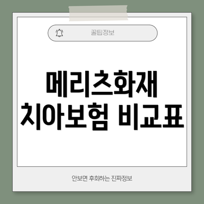 메리츠화재 치아보험 비교표