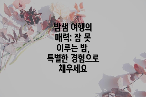 밤샘 여행의 매력: 잠 못 이루는 밤, 특별한 경험으로 채우세요