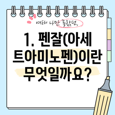 1. 펜잘(아세트아미노펜)이란 무엇일까요?