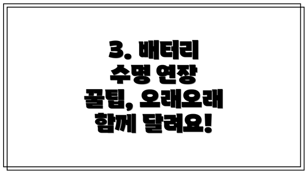 3. 배터리 수명 연장 꿀팁, 오래오래 함께 달려요!