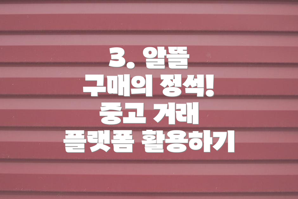 3. 알뜰 구매의 정석! 중고 거래 플랫폼 활용하기