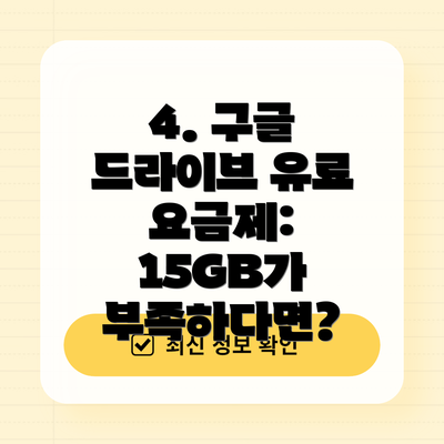 4. 구글 드라이브 유료 요금제:  15GB가 부족하다면?