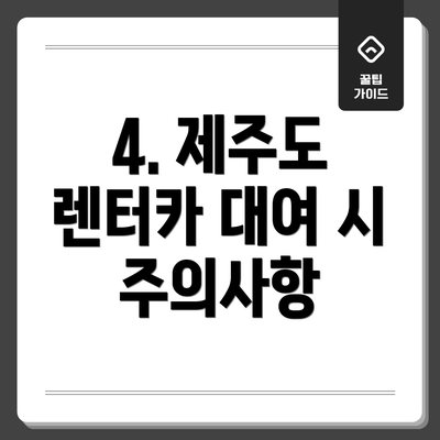 4. 제주도 렌터카 대여 시 주의사항