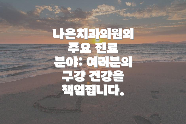 나은치과의원의 주요 진료 분야: 여러분의 구강 건강을 책임집니다.