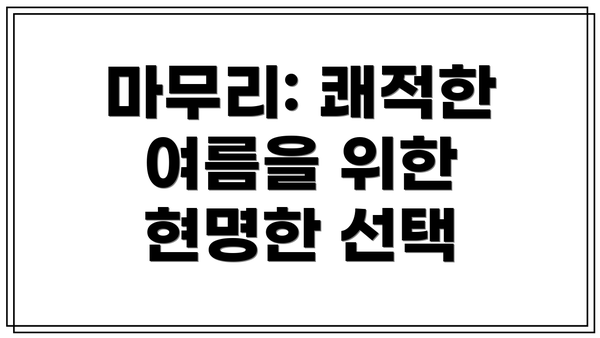 마무리: 쾌적한 여름을 위한 현명한 선택