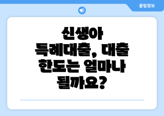 신생아 특례대출, 대출 한도는 얼마나 될까요?