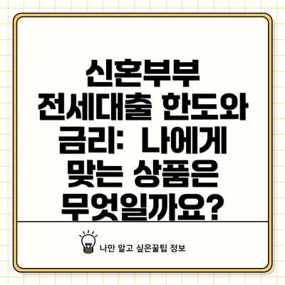 신혼부부 전세대출 한도와 금리:  나에게 맞는 상품은 무엇일까요?