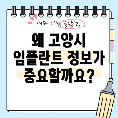 왜 고양시 임플란트 정보가 중요할까요?