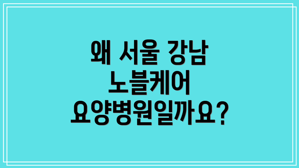 왜 서울 강남 노블케어 요양병원일까요?