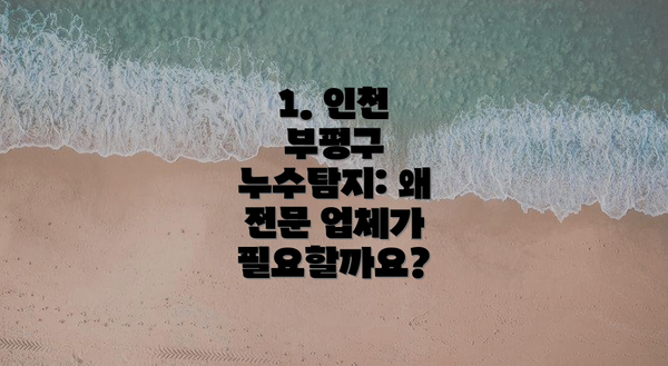 1. 인천 부평구 누수탐지: 왜 전문 업체가 필요할까요?
