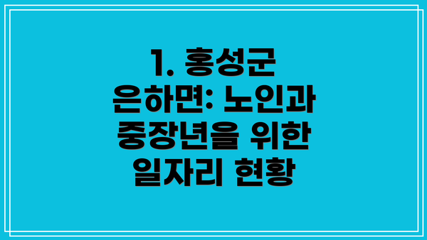 1. 홍성군 은하면: 노인과 중장년을 위한 일자리 현황