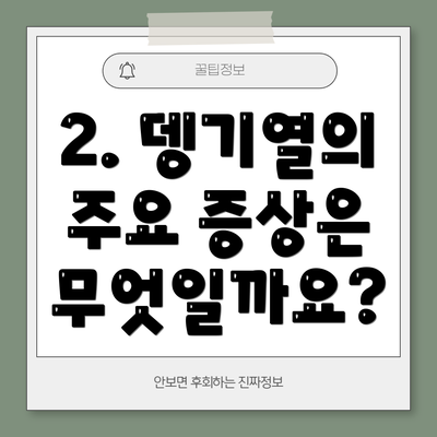 2. 뎅기열의 주요 증상은 무엇일까요?