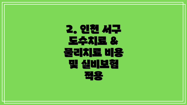 2. 인천 서구 도수치료 & 물리치료 비용 및 실비보험 적용