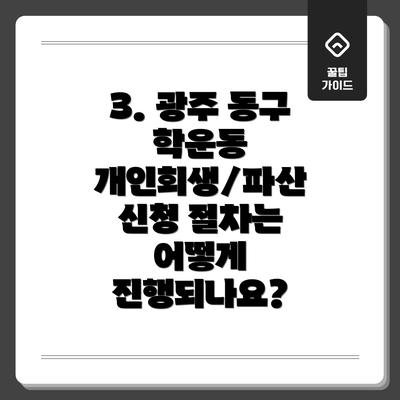 3. 광주 동구 학운동 개인회생/파산 신청 절차는 어떻게 진행되나요?