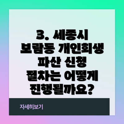 3. 세종시 보람동 개인회생 파산 신청 절차는 어떻게 진행될까요?
