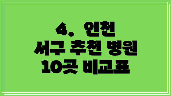 4.  인천 서구 추천 병원 10곳 비교표