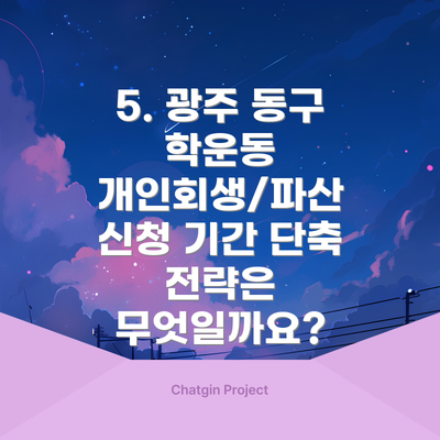 5. 광주 동구 학운동 개인회생/파산 신청 기간 단축 전략은 무엇일까요?