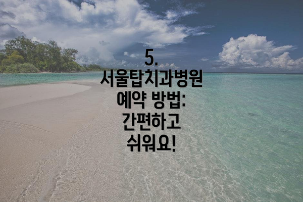 5. 서울탑치과병원 예약 방법: 간편하고 쉬워요!