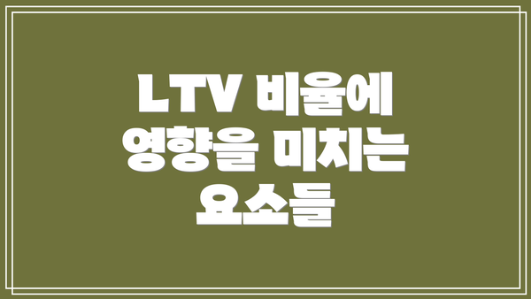 LTV 비율에 영향을 미치는 요소들